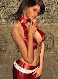 Hot 3d brunette poses in 3d