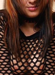 Busty teen in mesh top